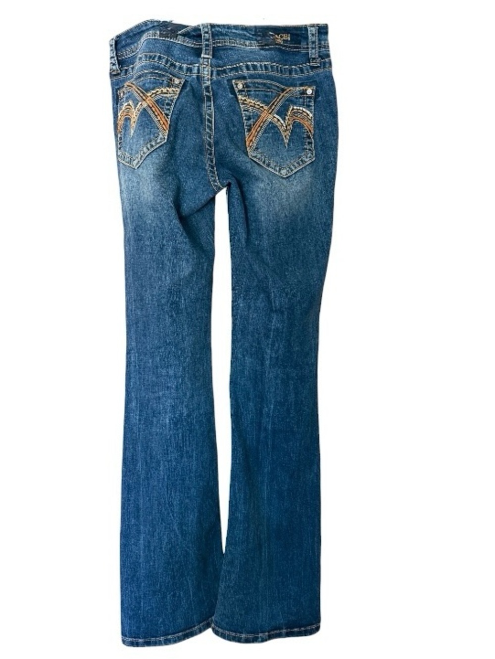 Women's Blue Embroidered Pocket Bootcut Jeans